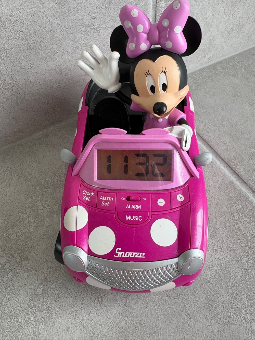 Minnie Mouse 7" Alarm Clock Musical  Singing Car Tested